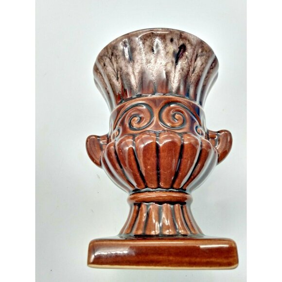Vintage Beauceware Quebec Canada Glazed Clay Footed Urn Vase 5 7/8" Tall - Picture 6 of 10